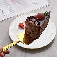 Vista 4 de Gold Cake Pie Servidor de pastel de pizza de acero inoxidable de 9.3 pulgadas, juego de 3, juego de servir pasteles con patrones de moda, apto