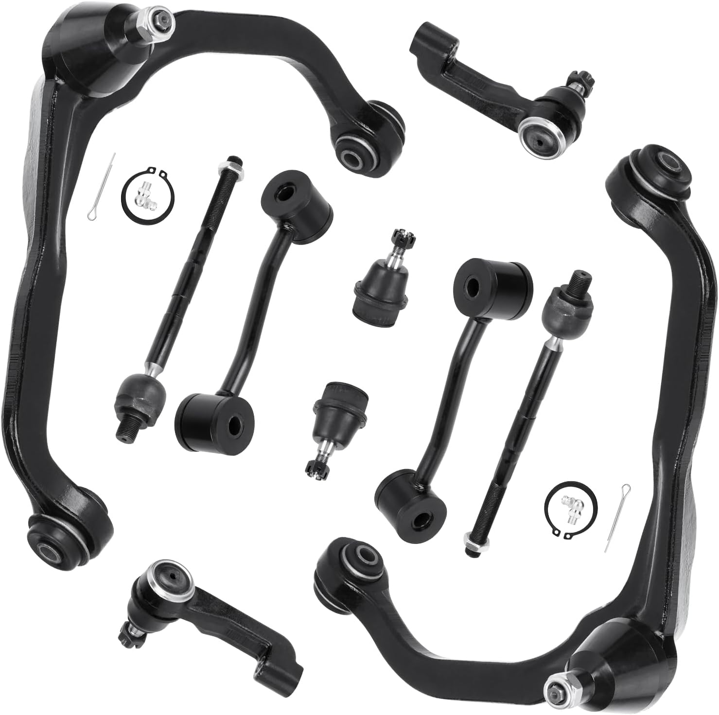 10Pcs Front Upper Control Arm with Ball Joint for Dodge Nitro 2007-2011, for Jeep Liberty 2008-2012 Sway Bar Tie Rod Ends Suspension Kit MS251042 MS251043 K80629 K750127 EV800416 ES800413 ES800412