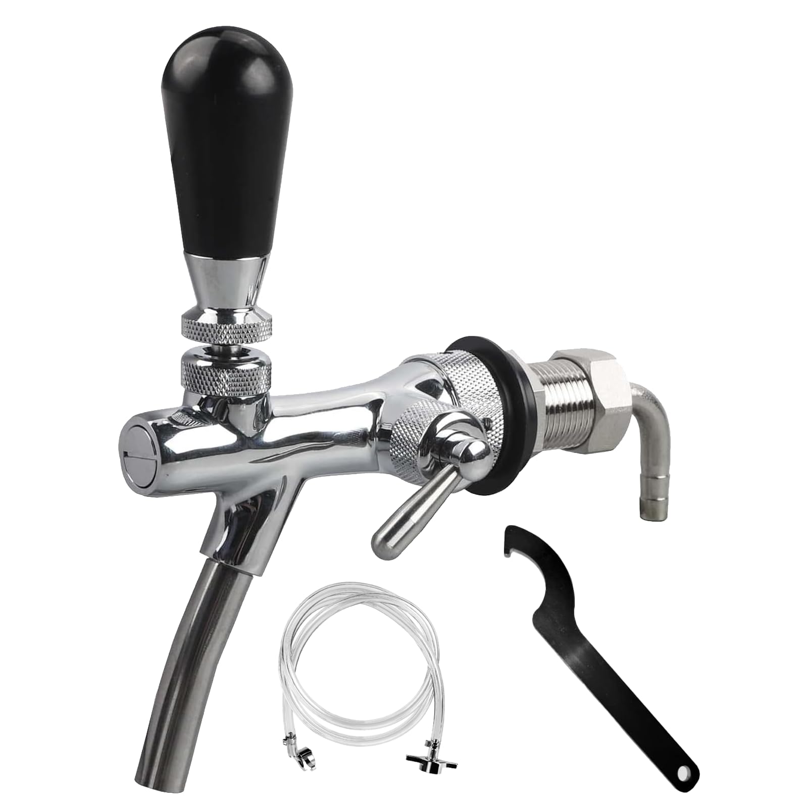 Einstellbarer Bierhahn G5/8, Bierzapfhahn Chrome Bier Zapfhahn, Bierhahn Langschaft Edelstahl für Hause Bier Bar Restaurants Spender Weinwerkzeuge Home Brewing Zubehör