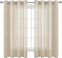 Vista 70 de H.VERESAILTEX - Cortinas de lino natural mezclado con 2 paneles semi transparentes de lino texturizado para sala de estar/dormitorio filtrado