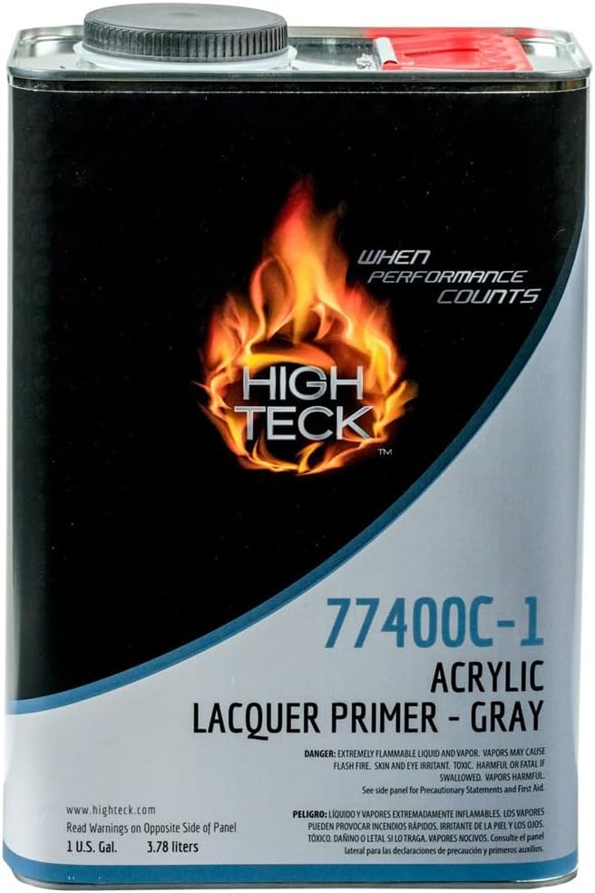 High Teck Products 77400C-1 High Solids Acrylic Lacquer Primer, 1 gal, Gray, 2.1 lb/gal VOC, 1:1 Mixing