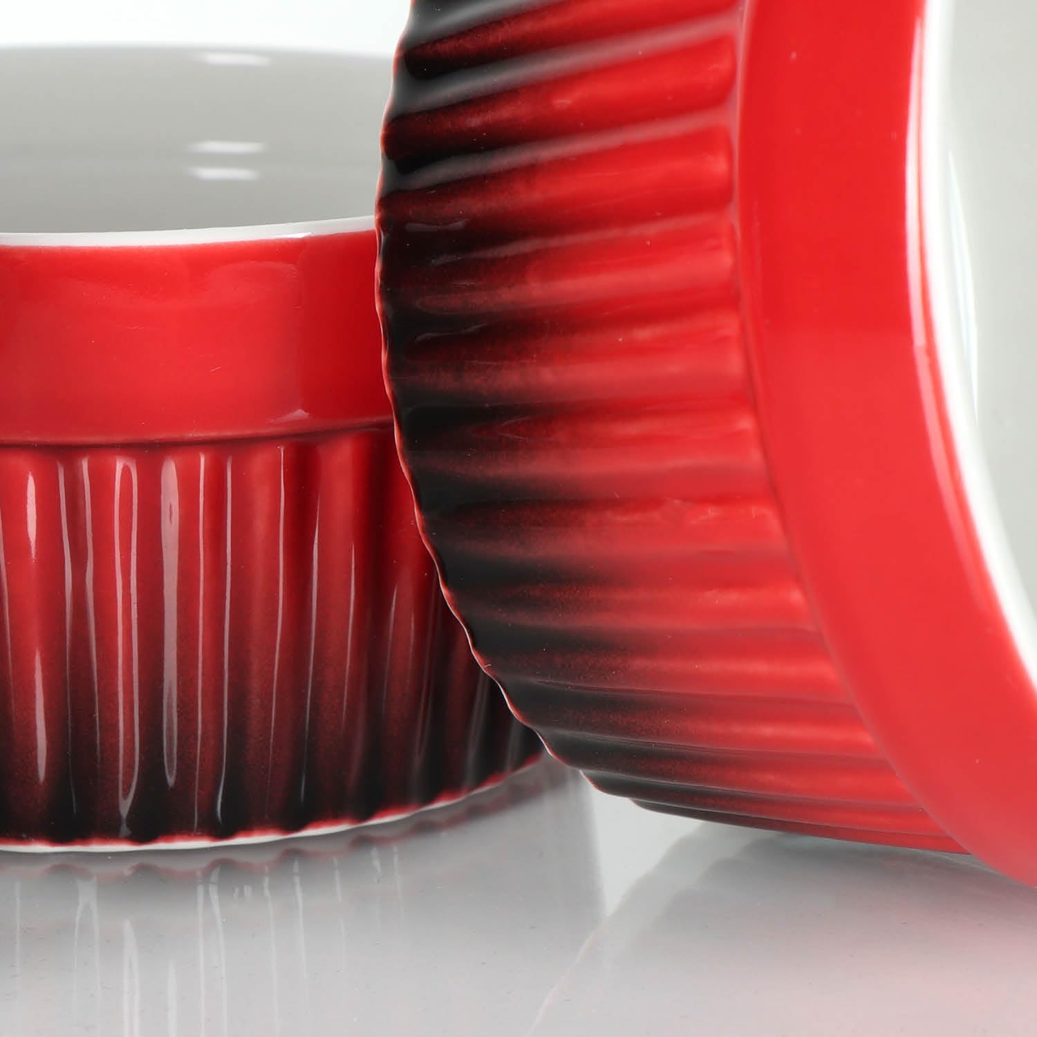 COM-FOUR® 12x Ragout Fin Bowl - Moules allant au four en rouge - Bol à crème brûlée - Bol à dessert de 250 ml chacun - Passe au lave-vaisselle