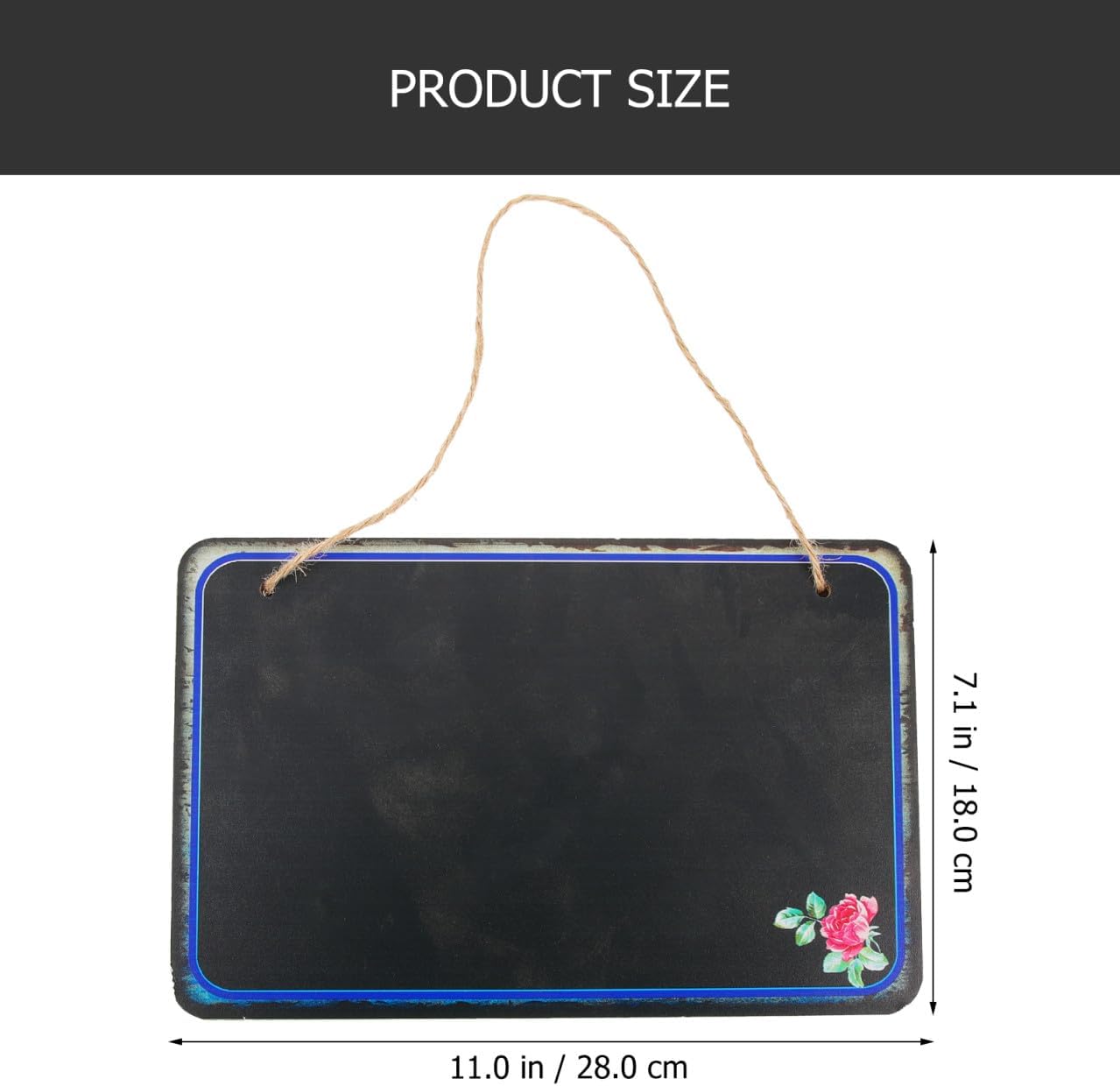Chalkboard Message Board Decorative with Hanging Rope Rectangular