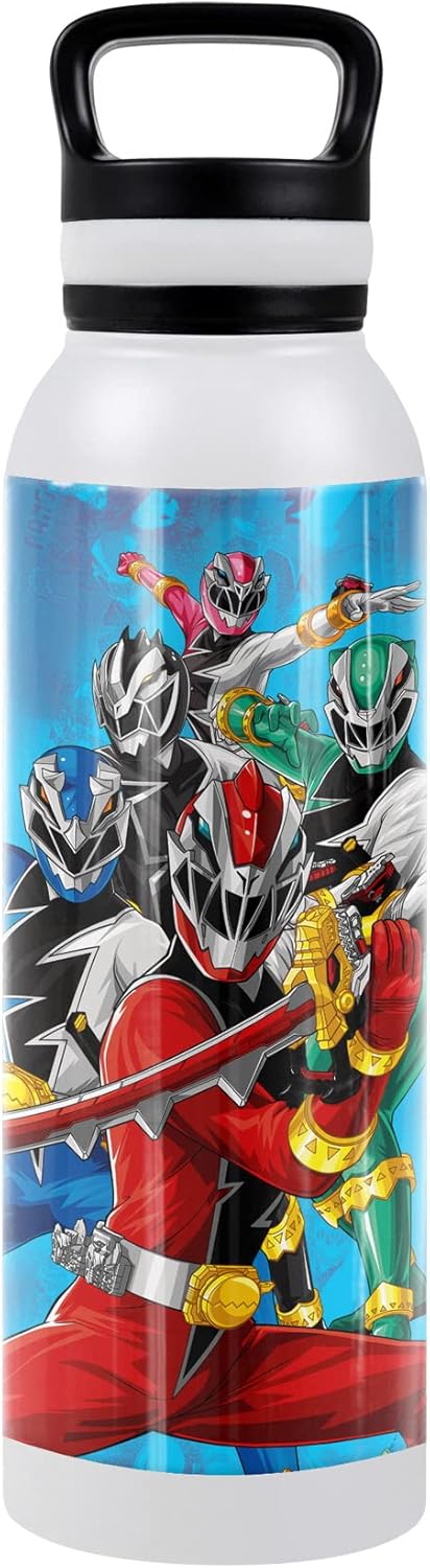 Power Rangers: Dino Fury OFFICIAL Group Stack 24 oz Insulated Canteen Water Bottle, Leak Resistant, Vacuum Insulated Stainless Steel with Loop Cap