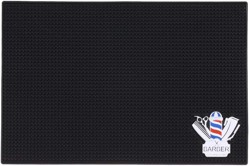 Anself *s Black Barber Mat,Beauty Salon Table Mat,Non-Slip Heat-Resistant Silicone Barber Hairdressing Mat for Styling Hair Dryers Hair Trimmers (13inch x12inch x 0.35inch)