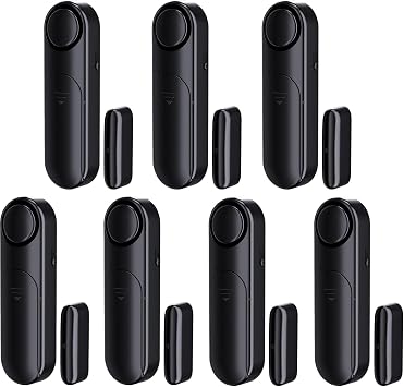 Bundle 7 Pack Window and Door Alarms When Opened for Kids Safety/Home Security, Wireless Sliding Door Opening Sensor Alarms for Dementia, Black