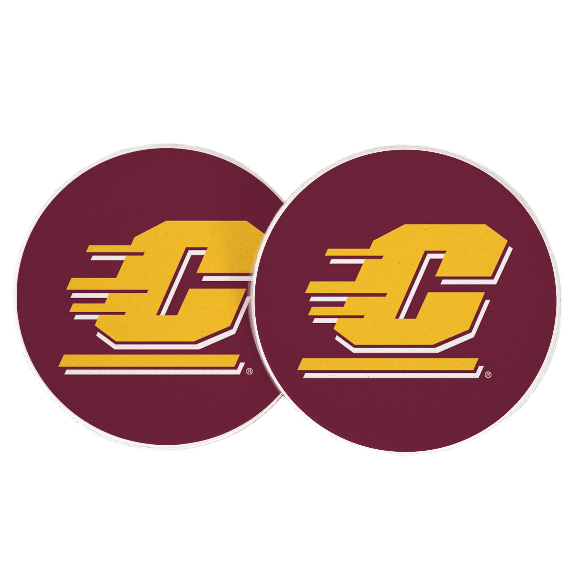 Desert Cactus Central Michigan University Car Coaster CMU Chippewas Absorbent Sandstone Car Cup Coasters Set of 2 (Design A)