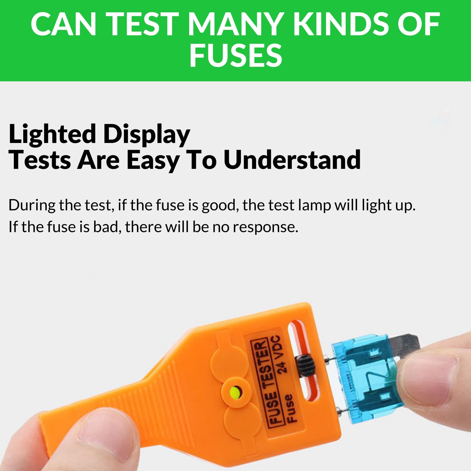 Jadeshay Fusibili Tester,DC 24V Auto Tester per Fusibile Automobilistica Multifunzionale Strumento La Rimozione dell'Estrattore di Fusibili per Fusibile di Mini Standard e Grandi con Indicatore LED