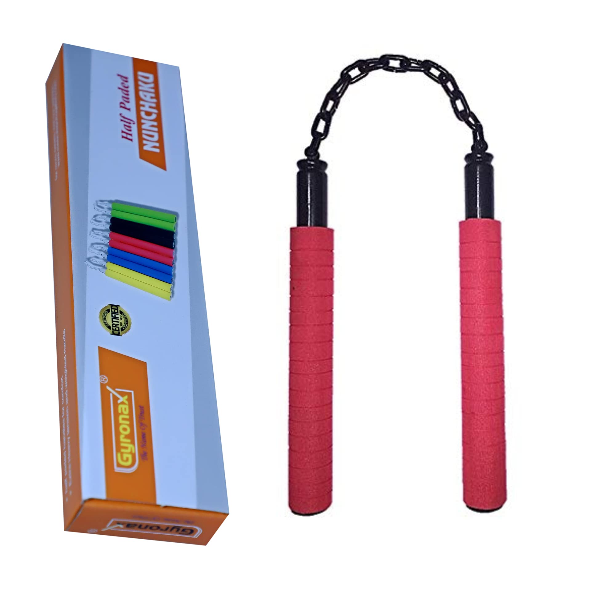 Gyronax Half Padded Rubber Foam Nunchaku Handle 10 and 9-inch Metal Chain (Red) Pack of 1 (B08T1FR13H) Amazon Price History, Amazon Price Tracker