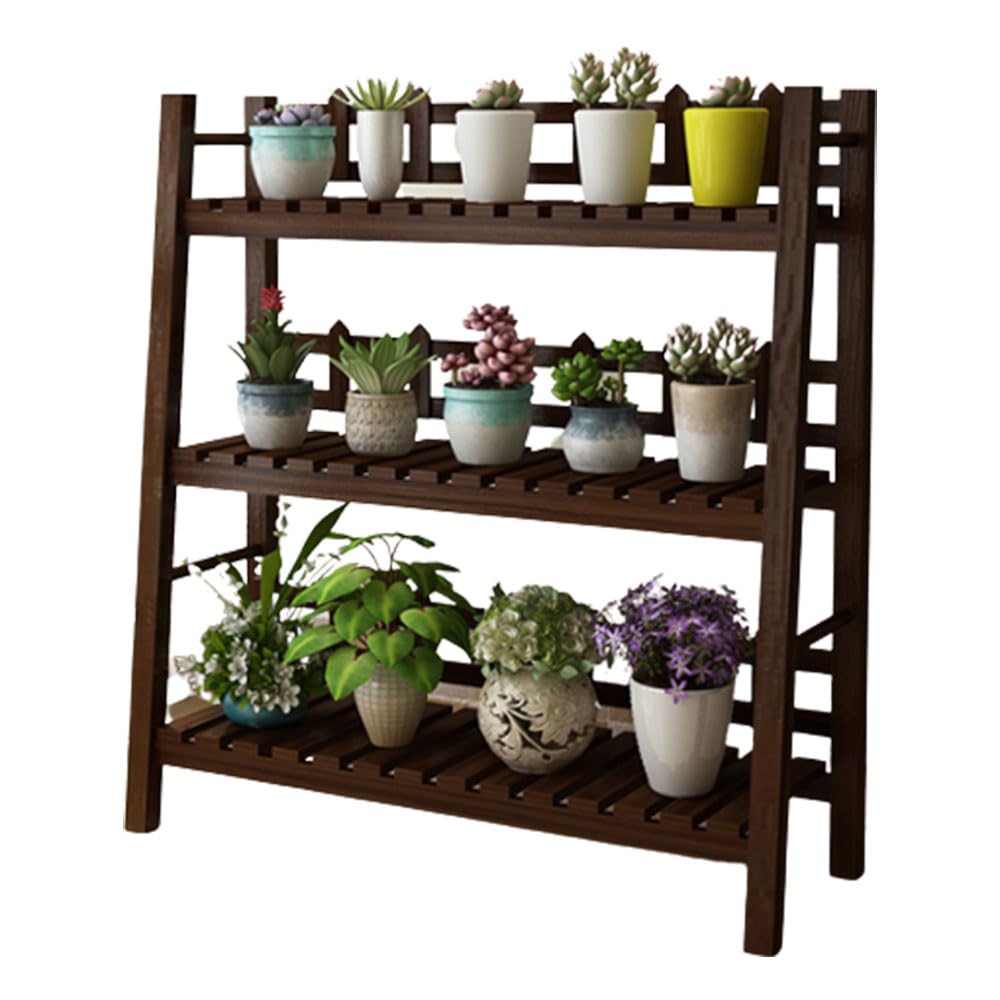 SnamicE Indoor Plant Stand for Multiple Plants 3 Tier Wood Corner Plant Shelf Rack Simple Outdoor Flower Pot Stand Holder,A-70cm