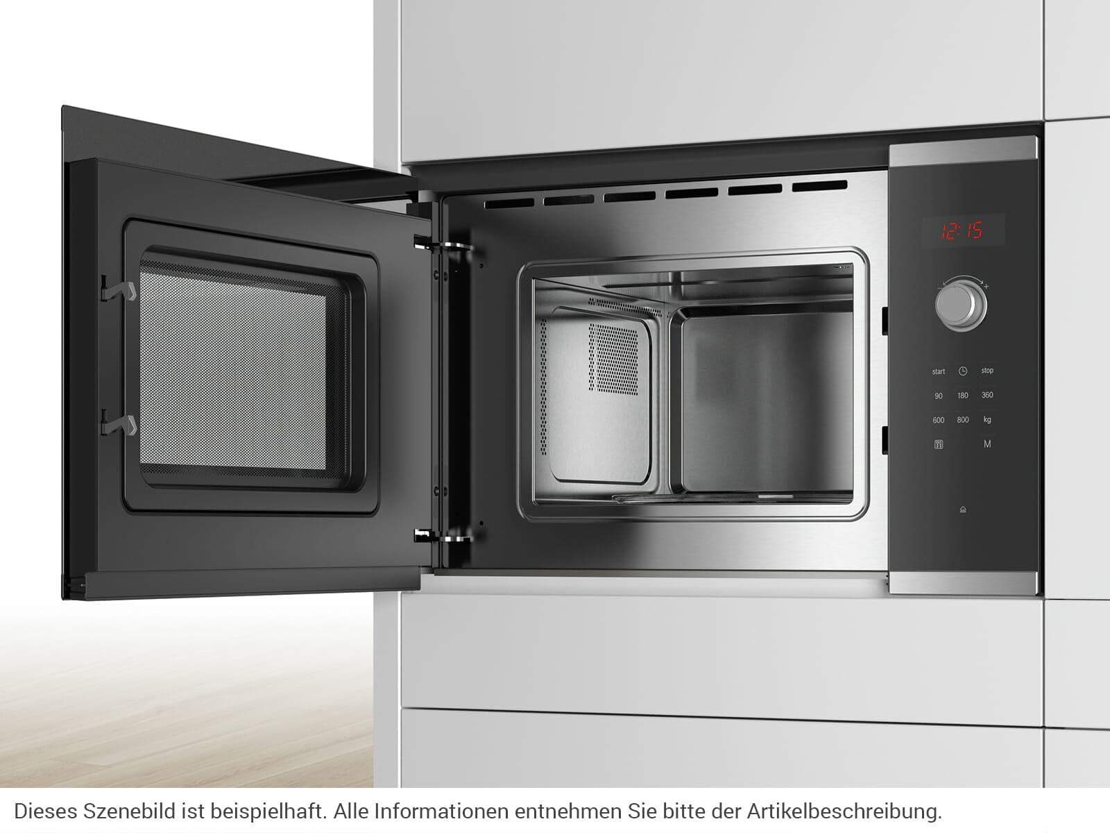 BOSCH BFL523MS0 kuchenka mikrofalowa do zabudowy, pojemność 20 l, moc 800 W, kolor czarny/stal nierdzewna