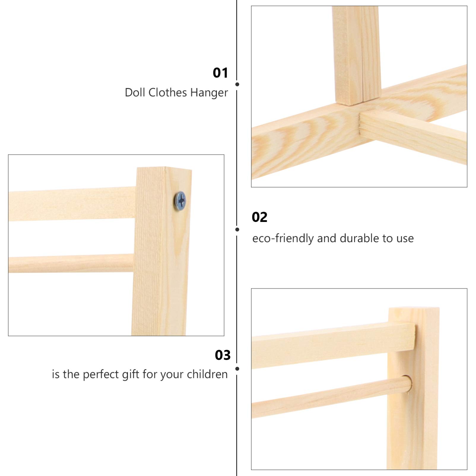 Appendiabiti Legno per Bambole Grucce Vestiti Accessori Giocattoli Organizzatore