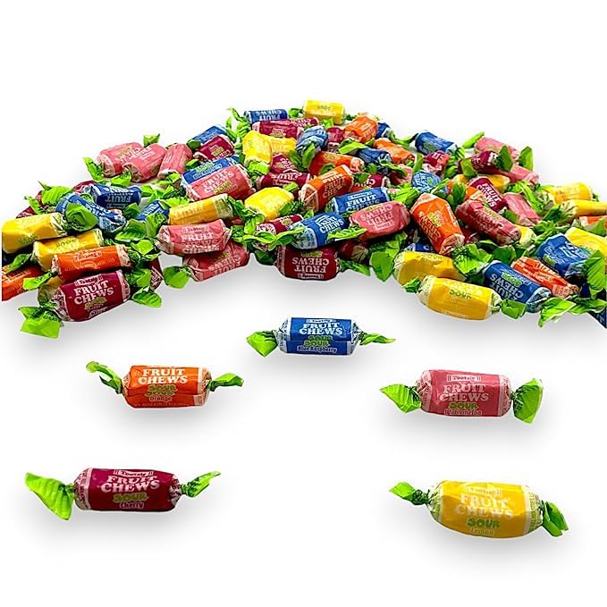 Miniatura 4 de Sour Bulk Fruit Chews, 1.5 lbs of Individually Wrapped, Gluten-Free and Peanut-Free Assorted Fruit Flavored Blue Raspberry, Cherry, Orange, Lemon,