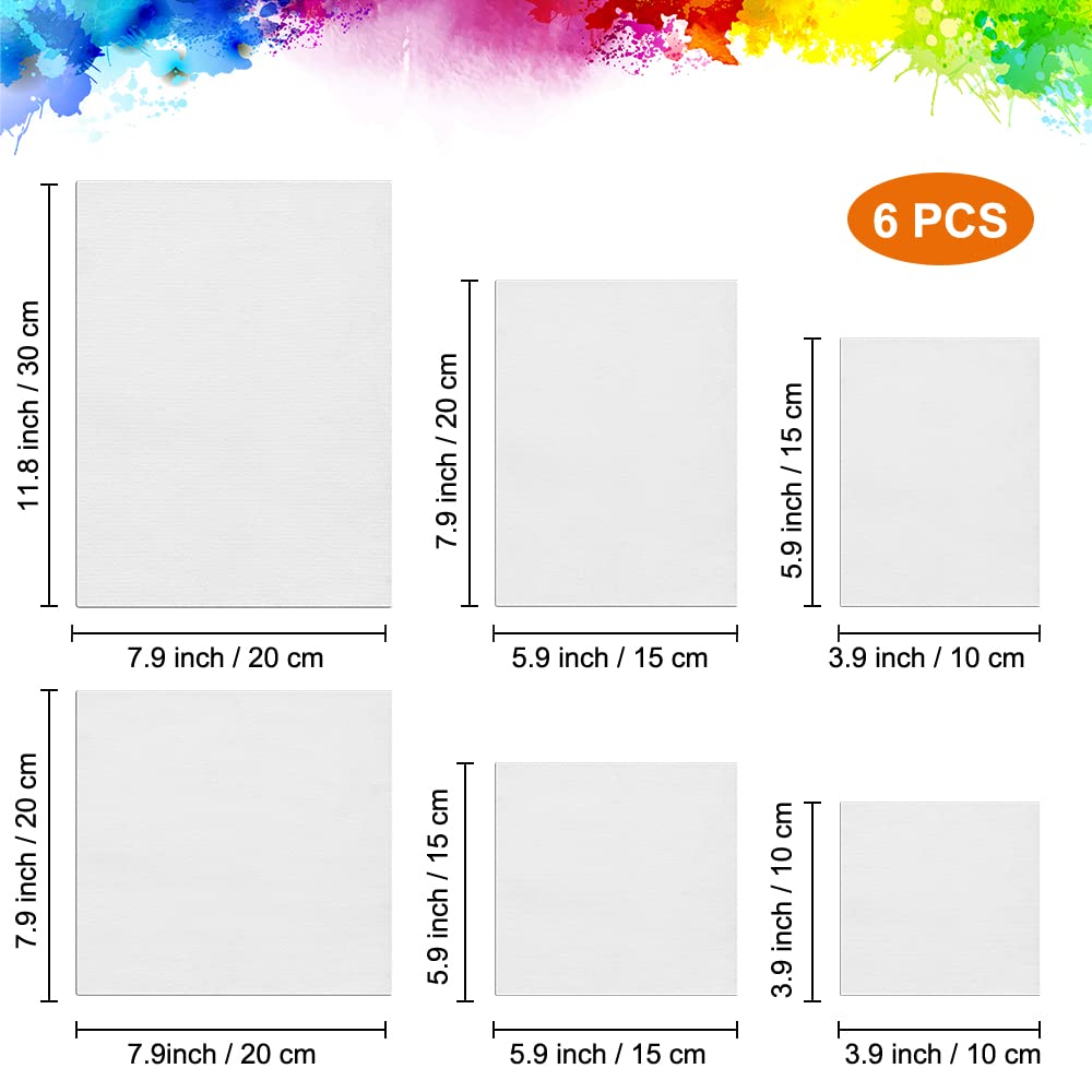 Tele Bianche per Dipingere 6 Pezzi Canvas Cotone Pittura 30x20 20x15 15x10 20x20 15x15 10x10cm