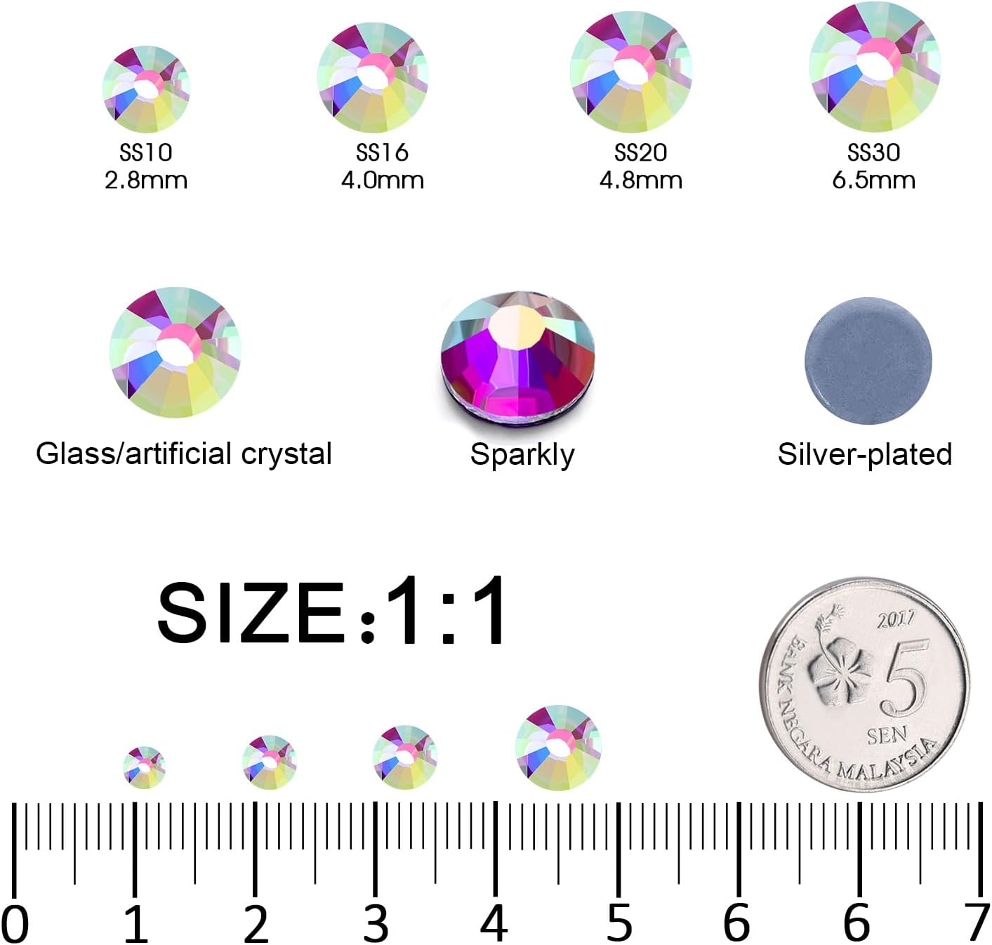 Hotfix Rhinestones Bulk, 14400PCS Crystal AB Hot Fix Rhinestones for Clothes DIY Decoration Crafts, Crystal AB, SS16, 3.8-4.0mm