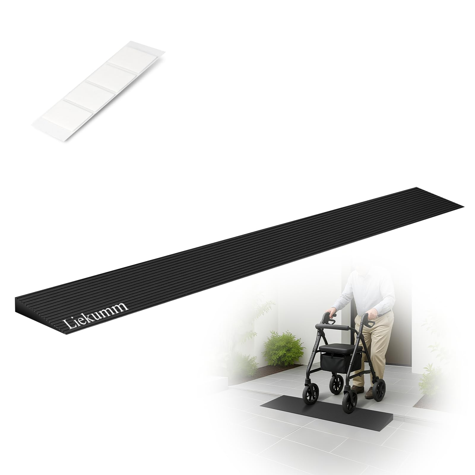 LIEKUMM 1" Rubber Threshold Ramp for Doorways, 3300 lbs Wheelchair Ramp
