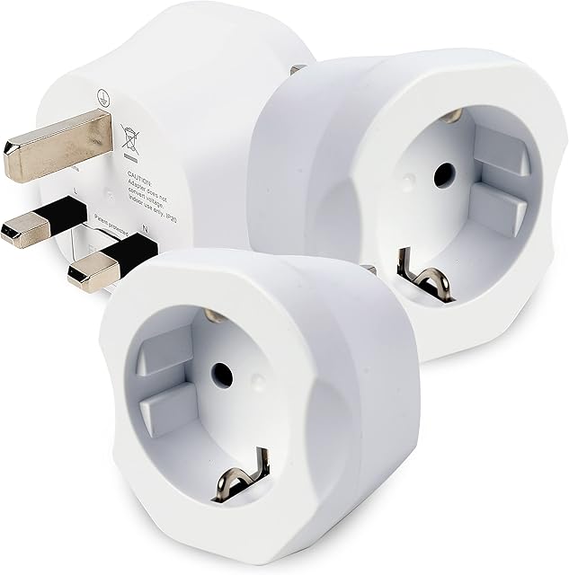 3pcs European To Uk Plug Adaptor, 2 Pin To 3 Pin Eu To Uk adapter , White Uk Plug Adaptor .