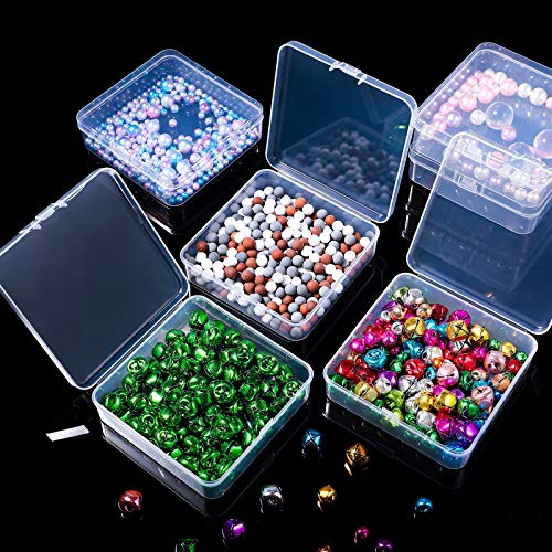 Image of Jetec 30 Pieces Mini Plastic Clear Beads Storage Containers Box for Collecting Small Items, Beads, Jewelry, Business Cards, Game Pieces, Crafts (3.7 x 3.7 x 1.2 Inch)