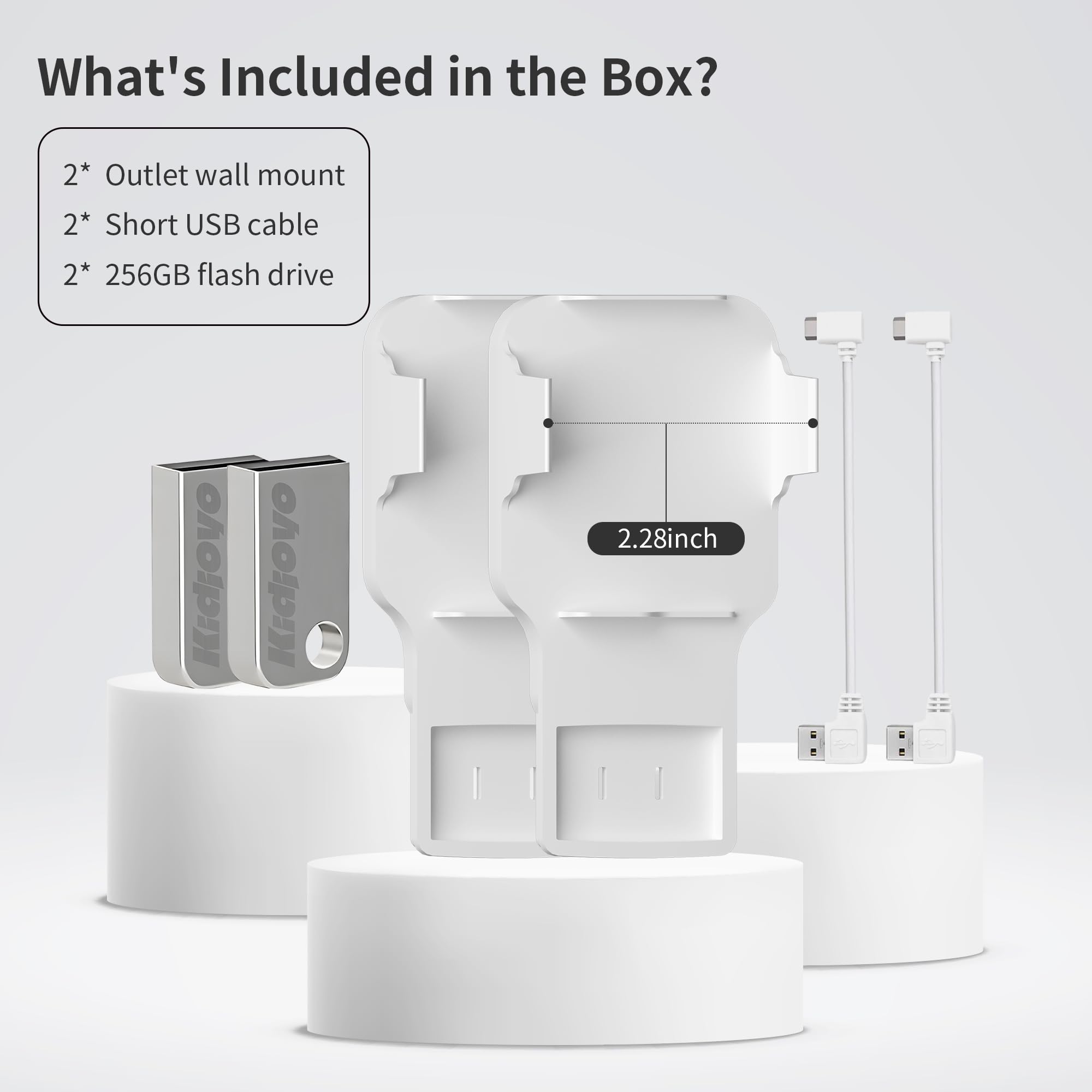 256GB USB Flash Drive & Outlet Wall Mount for Blink Sync Module 2 with Short Cable - Save Space - No Messy Wires - Easy Move Mount Bracket Holder for Blink Outdoor Indoor Security Camera (2 Pack)