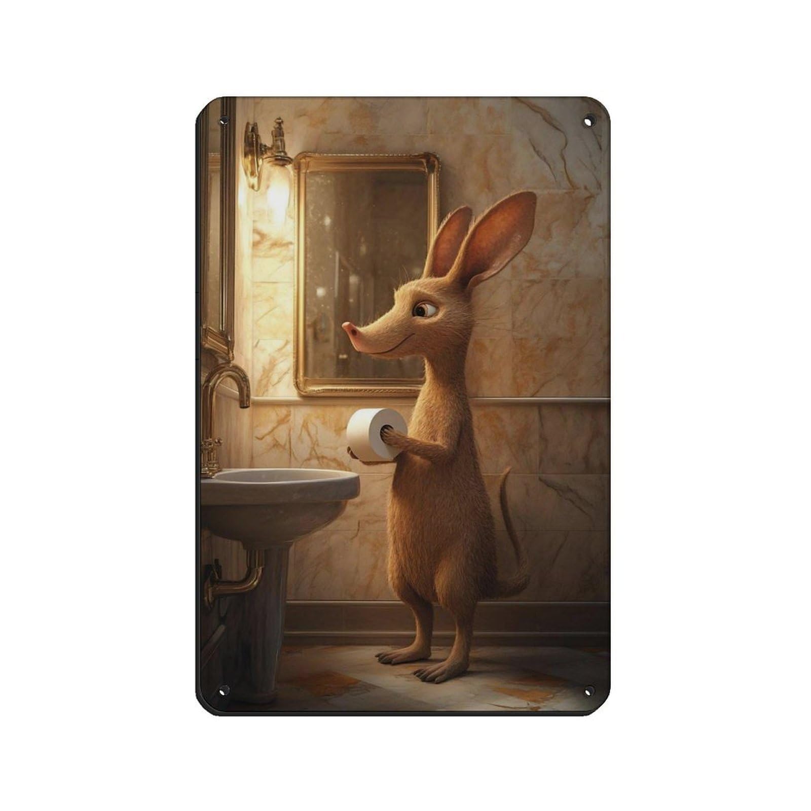 Lxwnze 20L X 30W Cm Whimsical Bathroom, Cute Mouse Tin Sign Vintage Metal Pub Club Cafe Bar Home Wall Art Decoration Poster Retro 8X12inch(20X30cm)