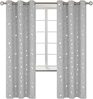 Vista 93 de BGment - Cortinas opacas para dormitorio infantil, con ojales, con aislamiento térmico, estampado de estrellas plateadas, para oscurecer