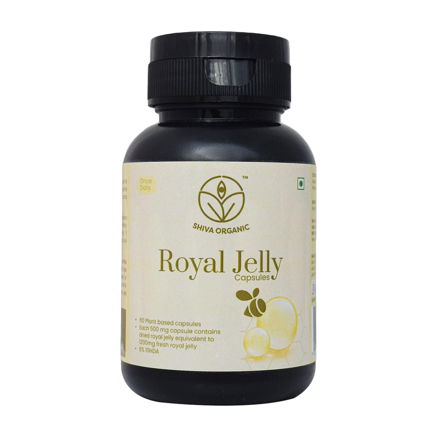 Shiva Organic Royal Jelly Capsules -10-HDA:6% | Freeze Dry | Boosts Fertility, Immunity, Energy | Anti-Aging | Quuenbee | Superfood (500mg each 60 Capsules)-image-28