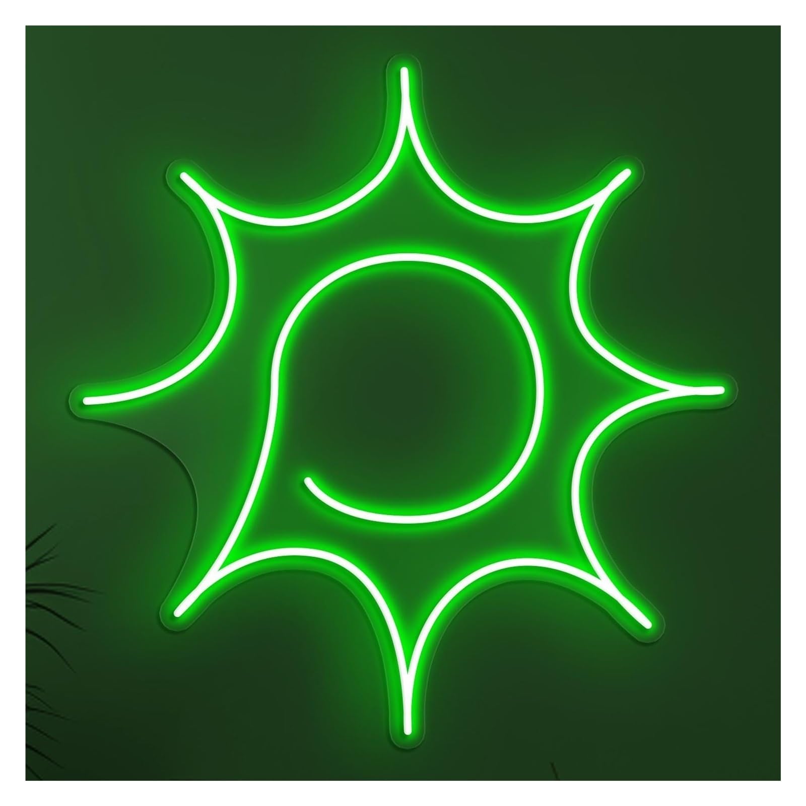 Hanging Art Neon Signs Sun Neon Sign, Suitable For Home Bar Decor With Brightness Adjustable 38cm(Green)