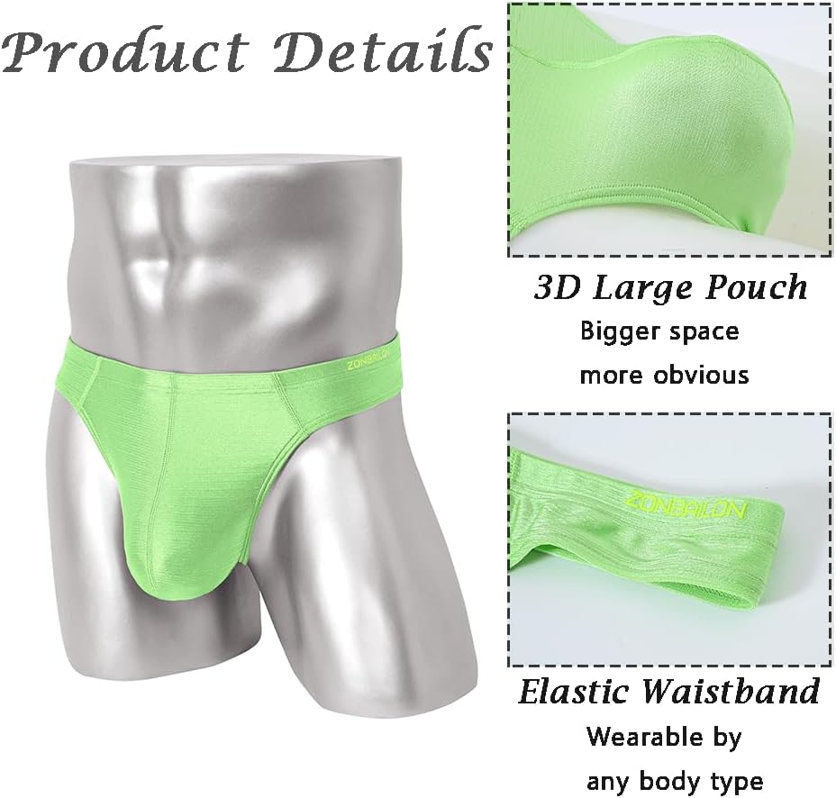 JINSHI Men's Thong Underwear Sexy Ice Silk Glossy G String Male Athletic Thongs T Back For Men Bikini Briefs - Image 3