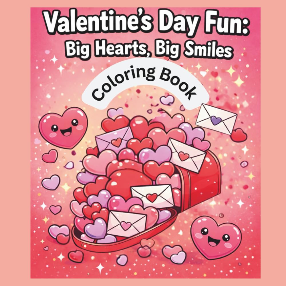 Valentines Day Fun: Big Hearts, Big Smiles: Coloring Book