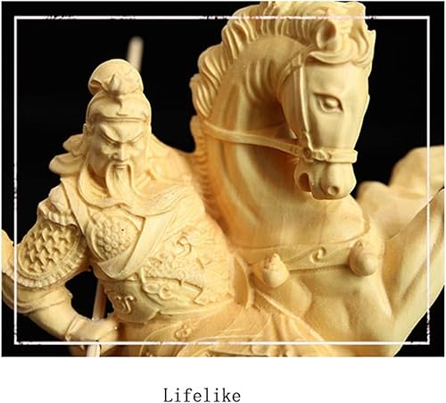 Miniatura 3 de Estatua de Guan Gong de madera tallada a mano, escultura de Feng Shui Dios de la riqueza Guan Yu para decoración del hogar y la oficina