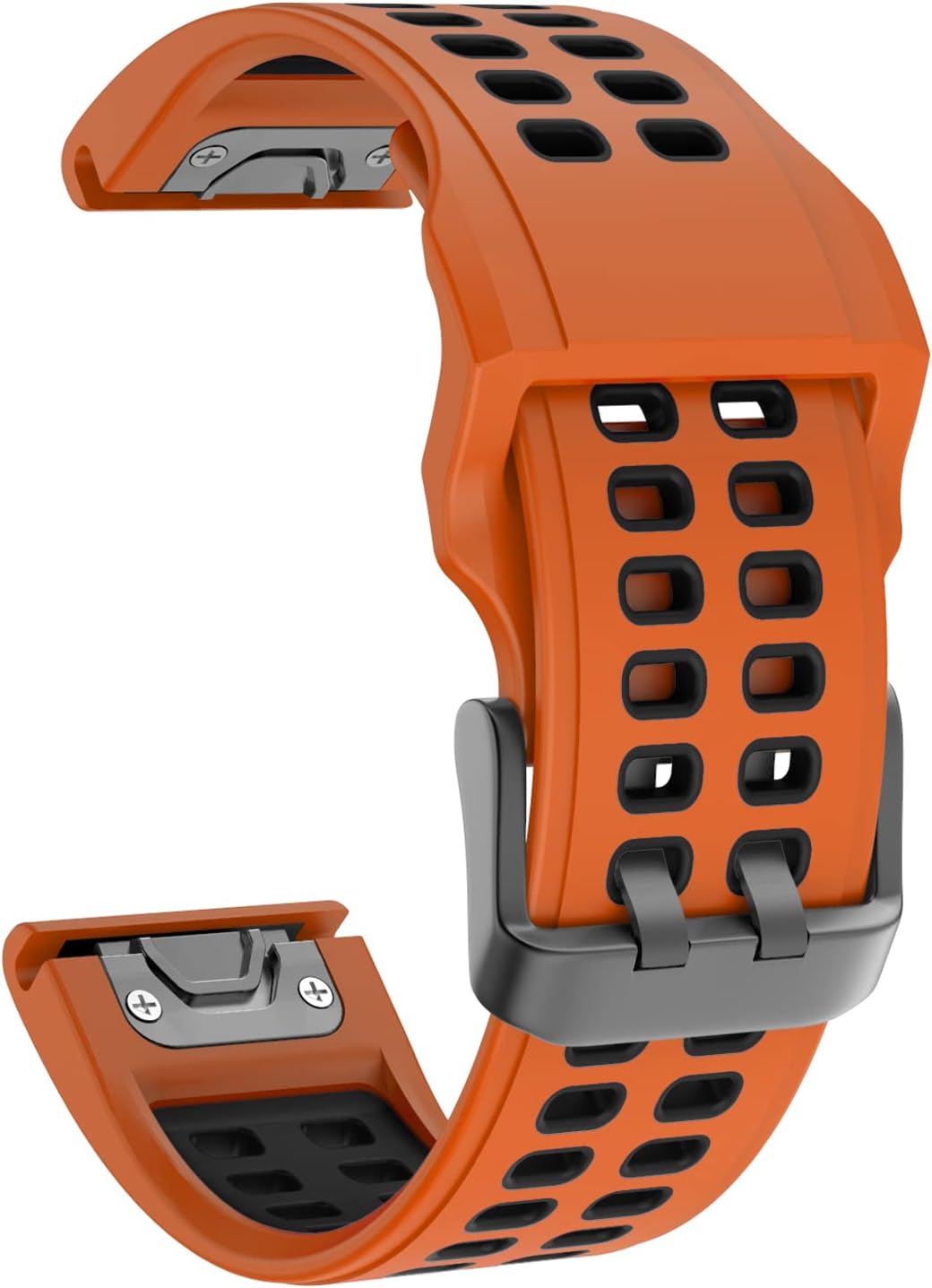 OVERSTEP Compatible with Garmin Fenix 7X Band, 26mm Quick Release Silicone Strap for Fenix 6X/Fenix 6X Pro/Fenix 5X/Fenix 5X Plus/Fenix 3/Fenix 3 HR Smartwatch (Orange-Black) - Image 2