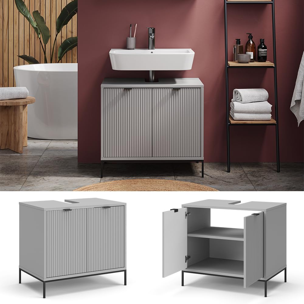 Vicco Szafka pod umywalkę "Eliza", Szary, 70 x 63 cm | z drzwiami, pour le rangement des accessoires de salle de bain et des articles de toilette