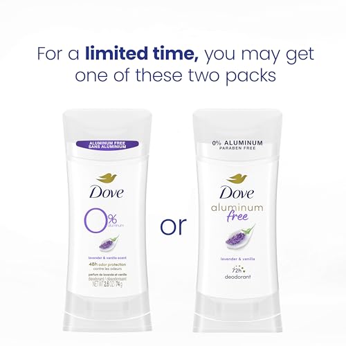 Image of Dove 0% Aluminum Deodorant Stick Non irritating for Underarm Care Lavender and Vanilla Kindest Aluminum free 2.6 oz