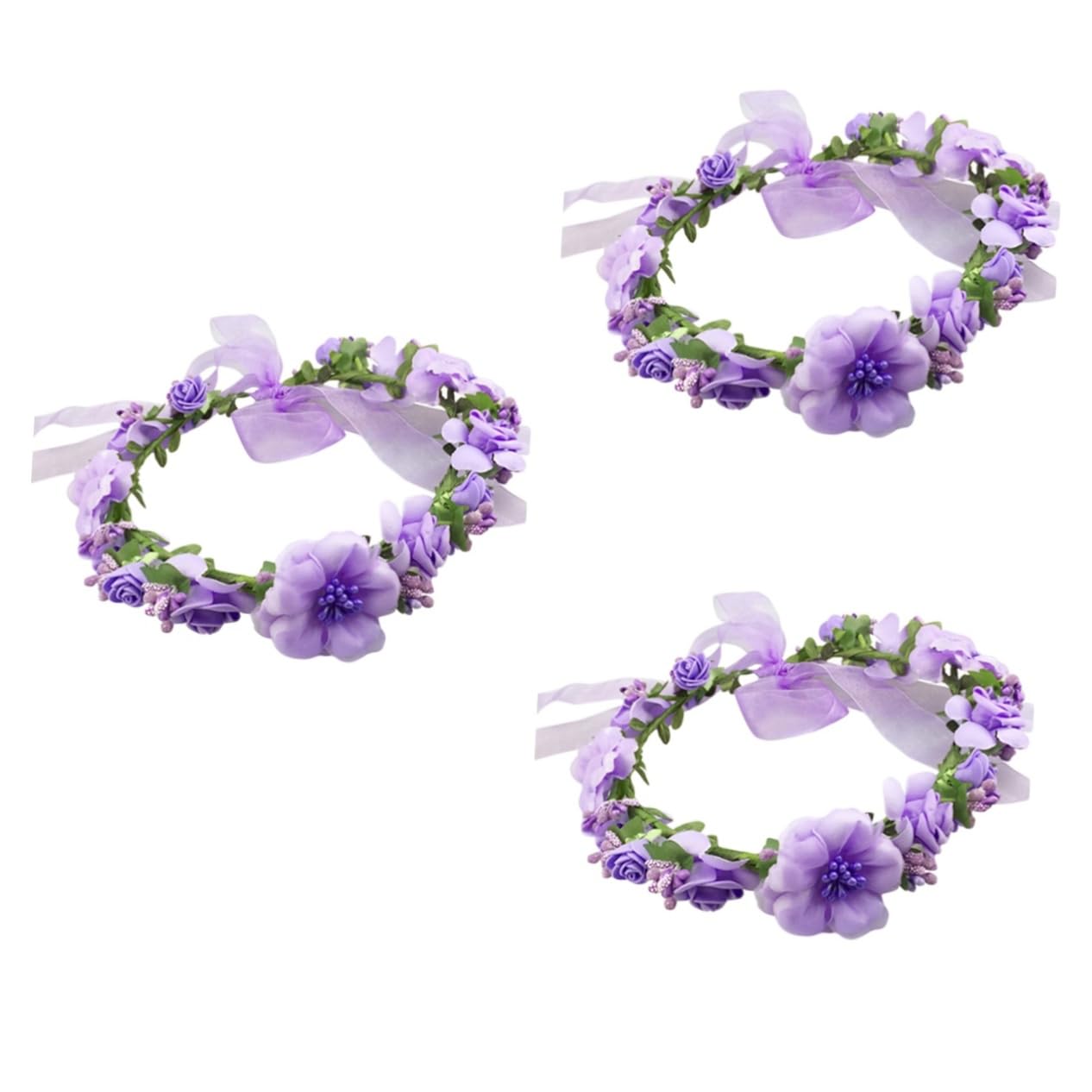MAGICLULU 3-teiliges Blumenstirnband Für Die Braut Brautjungfer Verstellbare Blumenkrone Haarkranz Realistisches Blumenhaarband Für Hochzeit Geburtstagsparty