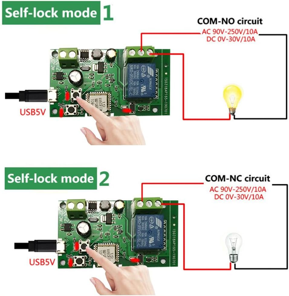 DIY Wifi Switch, DC5V 12V 24V 32V Wireless Relay Module Inching Self-Locking Smart Home Automation Modules APP Remote Control Timer Switch Voice Control Compatible with Alexa Google Home - - 