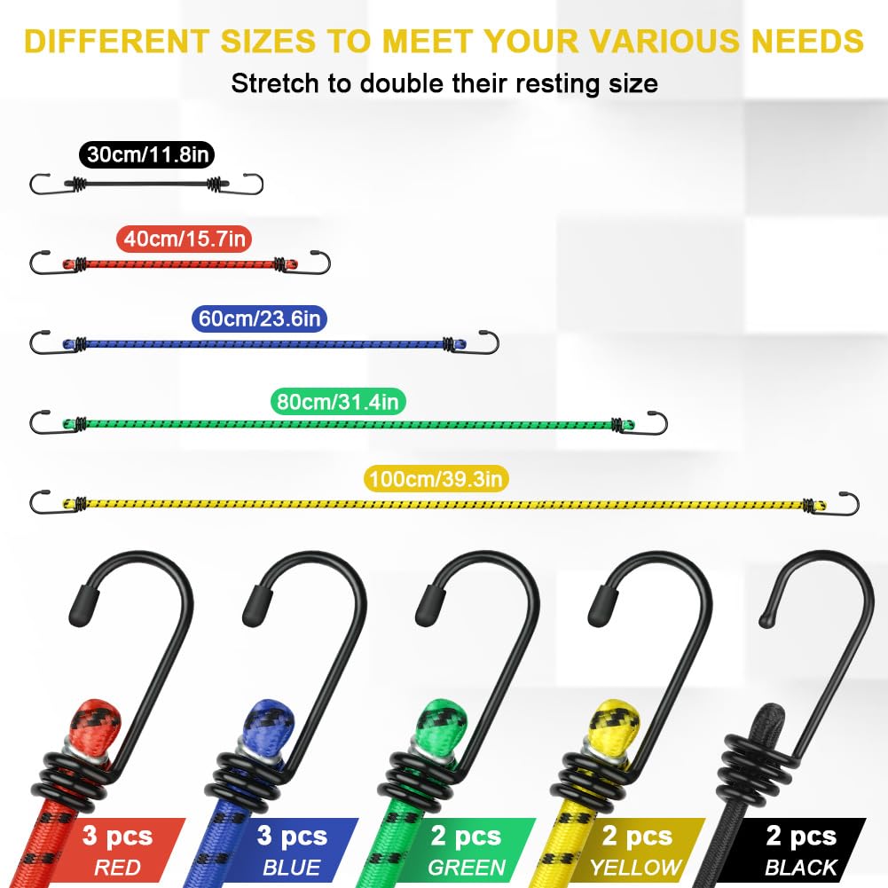 5 Corde Elastiche Con Ganci - Larghezza 3 Cm, Lunghezza 1 M, Regolabili, In Lattice E Nylon - Per Fissaggio Bagagli E Trasporto