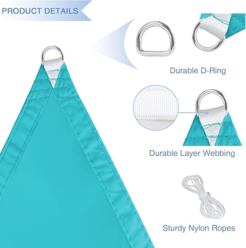 Miniatura 4 de E&K Sunrise - Toldo impermeable triangular de 12 x 12 x 17 pies, para exteriores, con bloqueo UV, para pérgola, patio, jardín, terraza, 1 pieza