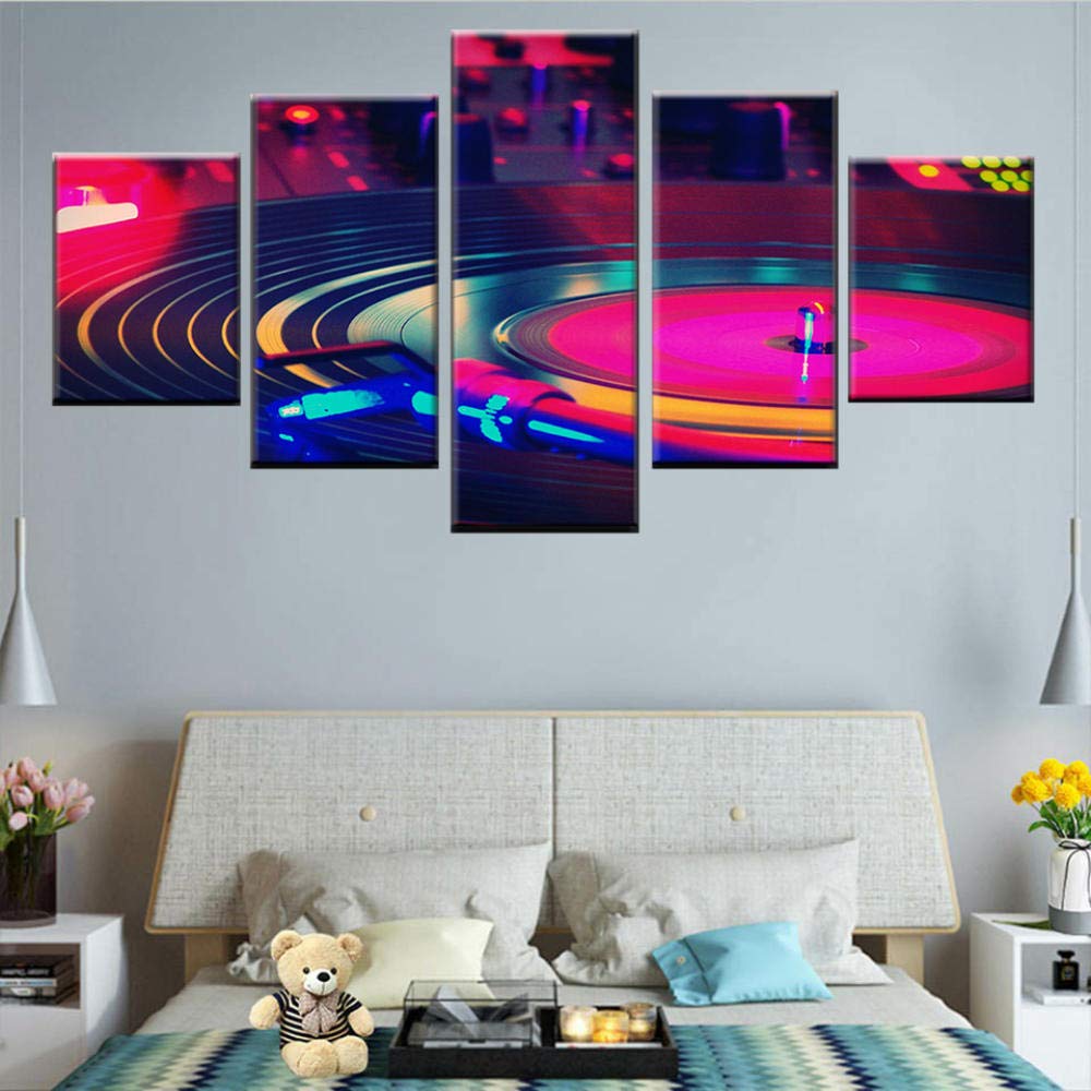 Canvas Under 5 Dollars Printing 5 Panel Wall Art Dj Instrument Turntable Painting Canvas