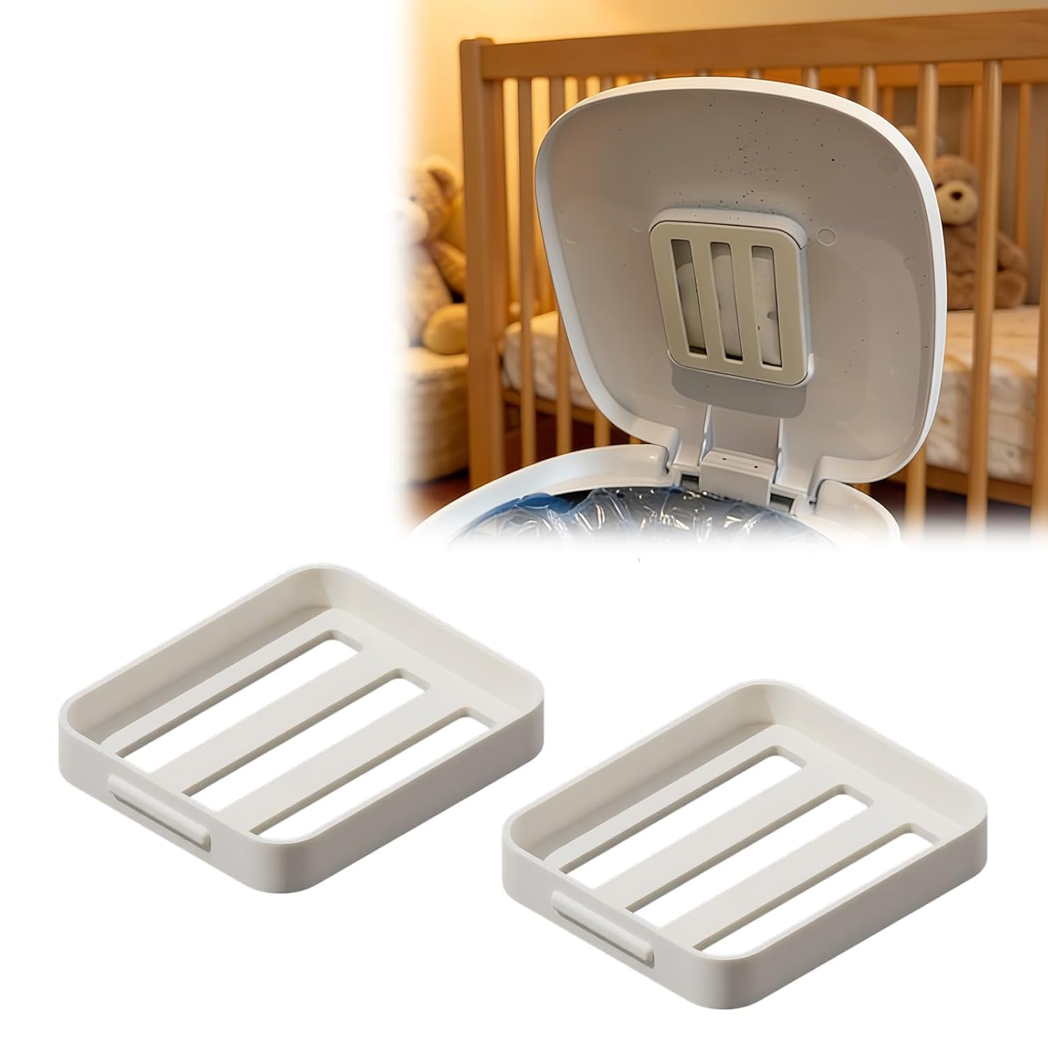 2Pcs Filter Holder Compatible with Diaper Genie Complete, Deodorizing Cartridge Support Frame, Replacement Pail Accessory for Odor Control System