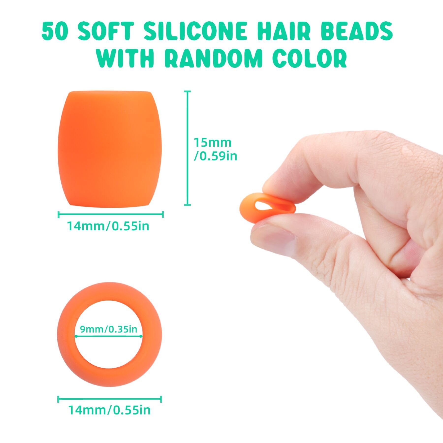 100 Silikon-Haarperlen Für Kinder & Mädchen – 5 Mm Weiche Perlen In 10 Farben, Mit 50 Gummibändern, Beader Und Aufbewahrungsbox, Ideal Zum Flechten Und Stylen
