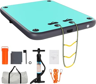FAHKNS 8x6FT Inflatable Floating Dock Platform,Air Dock Floating Raft with None-Slip Surface,6in Thick Water Inflatable Island for Swimming Pool Lake Beach Ocean