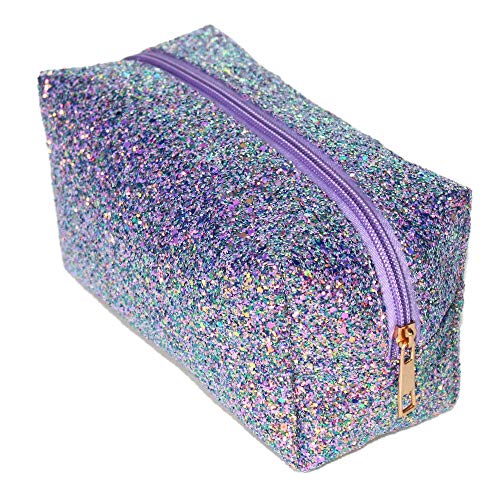 Colorful Glitter Shine Cosmetic Pouch Waterproof Zipper Handbag Carry Case Organizer Travel Case (purple)2