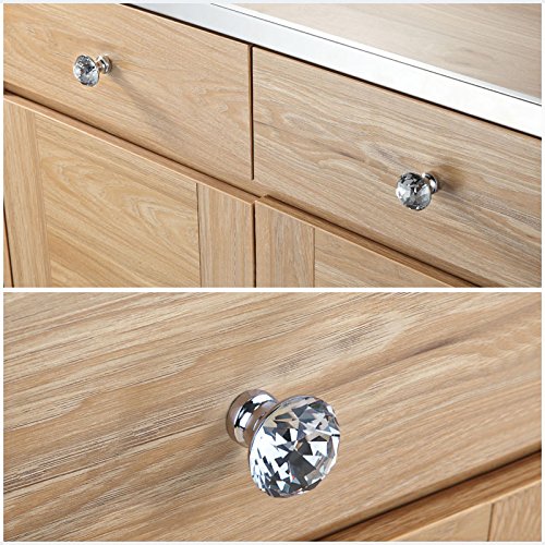 10 Pomelli Cristallo Per Mobili - 30mm, Con Viti, Per Armadi E Cassetti