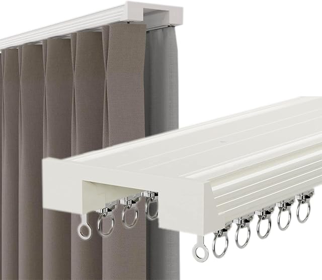 Aluminium Curtain Rail Ceiling Track Heavy Duty Double Conjoined Curtain Track Set Ceiling Or Wall Mount For Office Home Bathroom Hospital Curtain Track System 200/350cm ( Color : White , Size : 1.7m