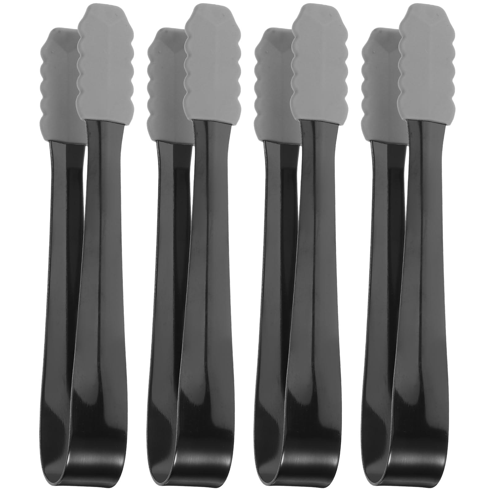 Cabilock 4pcs Multifunctional Tongs Non Slip Silicone Grip Stainless Steel Ice Cube Food Serving Tool for Kitchen Camping Use
