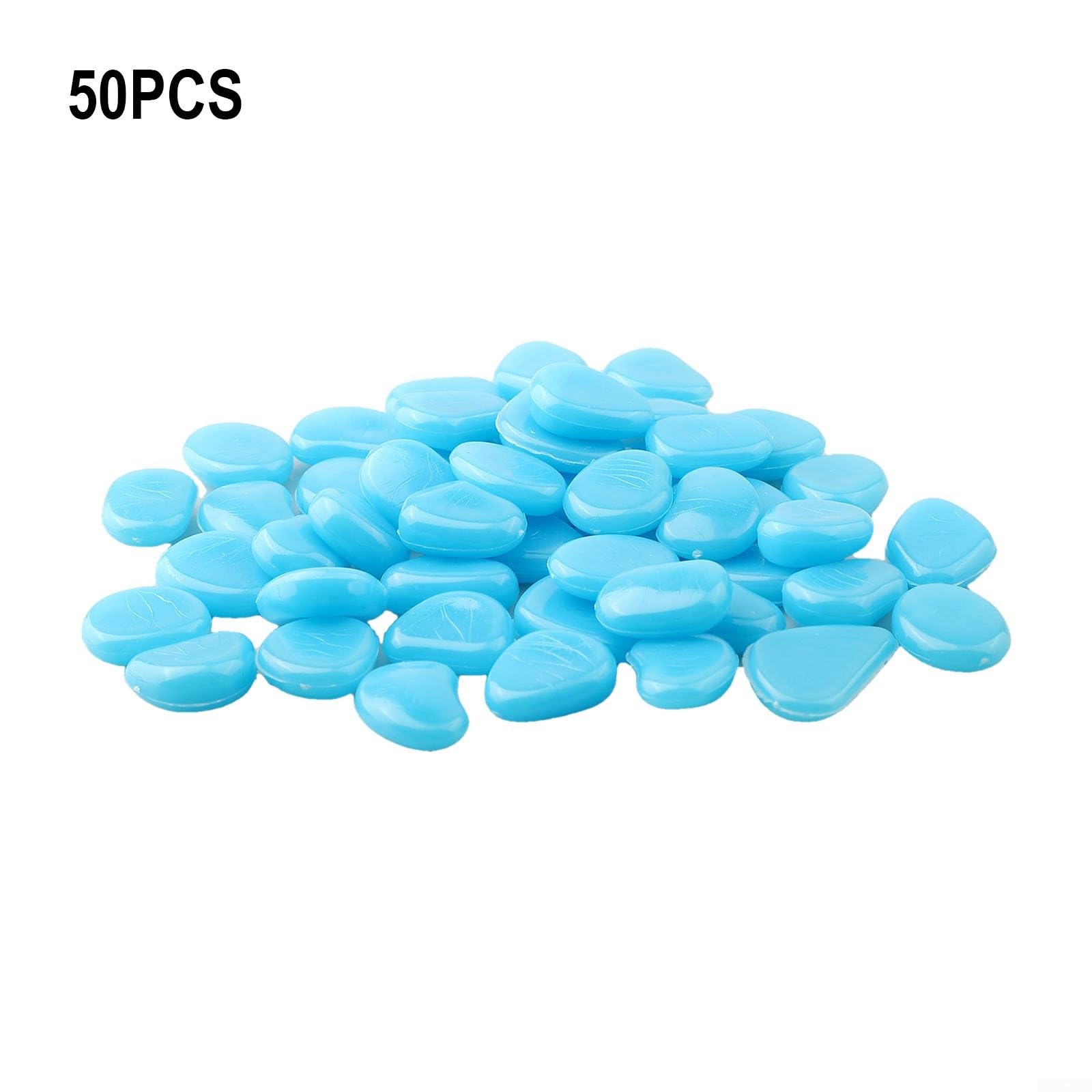 50 ciottoli fosforescenti, pietre da giardino luminose per vialetto, acquario, decorazione per cortile, interni ed esterni, 2-3 cm (blu)