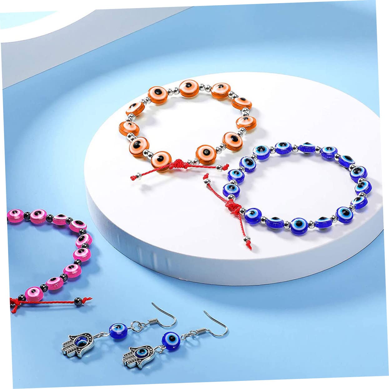 DOITOOL 3 Cajas Kit de Compartimentos de Cuentas de Ojo Turco para Manualidades Abalorios DIY para Pulseras Collares y Accesorios de Joyería Artesanal