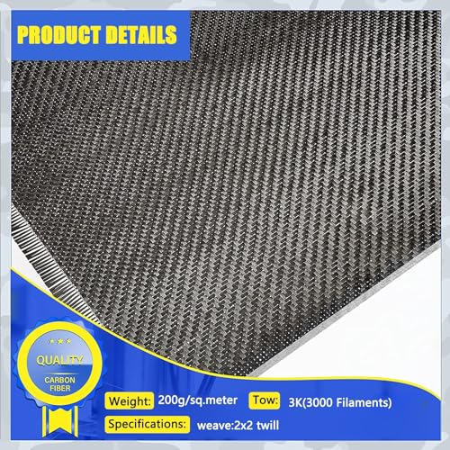 Tela de fibra de carbono 3K con tejido sarga de 100x100cm y 200g para modelismo RC 3