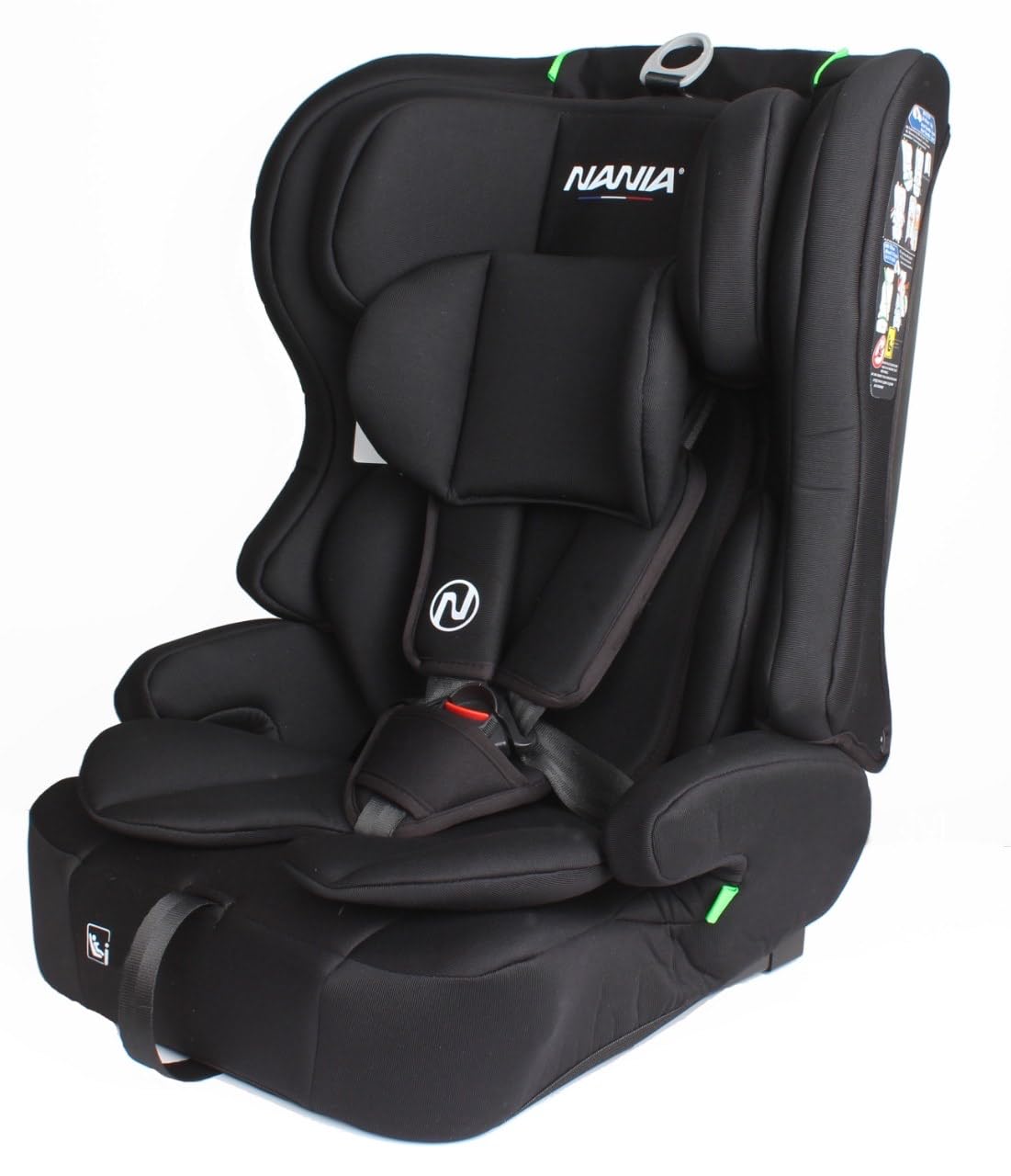 Nania Asiento infantil Rio I-size 76-150 cm, grupo 1/2/3 de 9 a 36 kg, de 15 meses a 12 años, reposacabezas ajustable, cinturón de seguridad de 5 puntos, funda extraíble, fijación con cinturón
