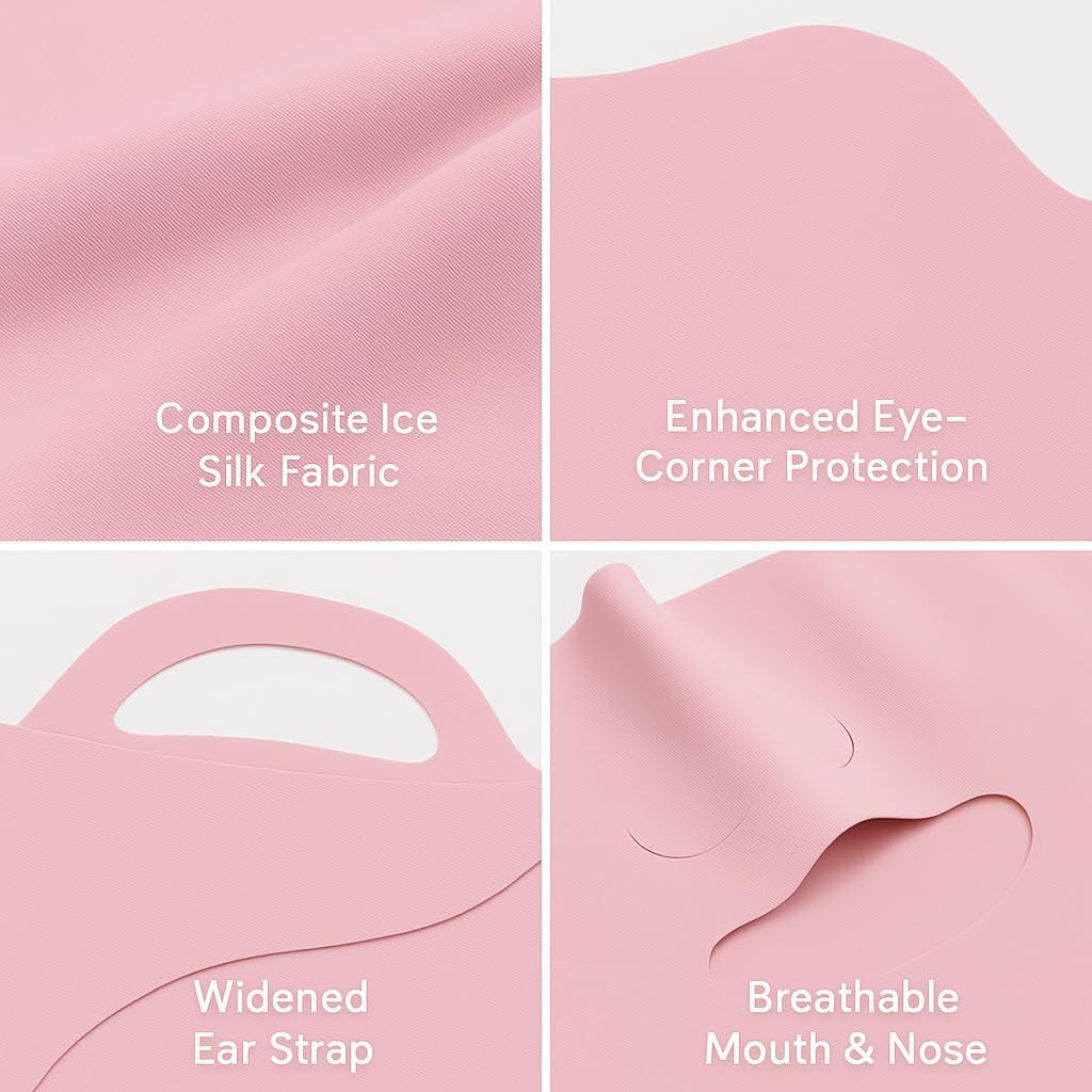 KUKASEN UPF 50+ UV Face Mask for Women, Open Nose Mouth Ice Silk Sun Protection Face Cover for Golf Driving Running